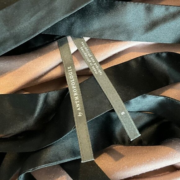 Anthropologie Open Back Top Pink Velvet Size S Strappy Long Sleeve Bows Evening - Picture 6 of 9